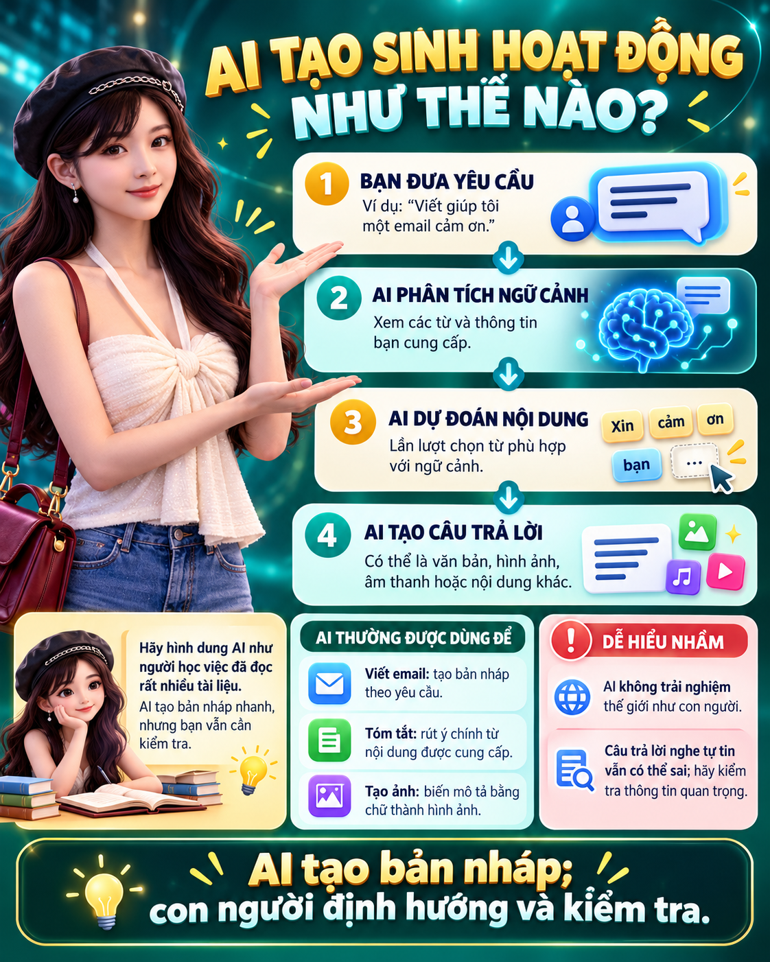 AI Tạo Sinh Hoạt Động Như Thế Nào? Giải Mã Phức Tạp Thành Ngôn Ngữ Bình Dân Ai Đọc Cũng Hiểu