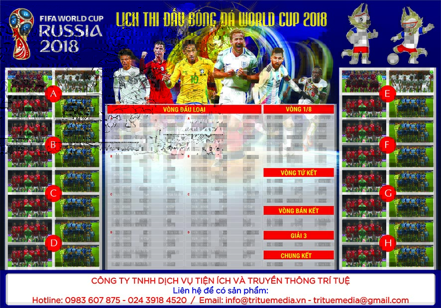 Poster lịch thi đấu world cup 2018