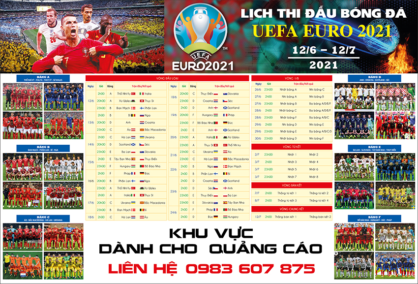 thiết kế lịch thi đấu bóng đá Euro 2021